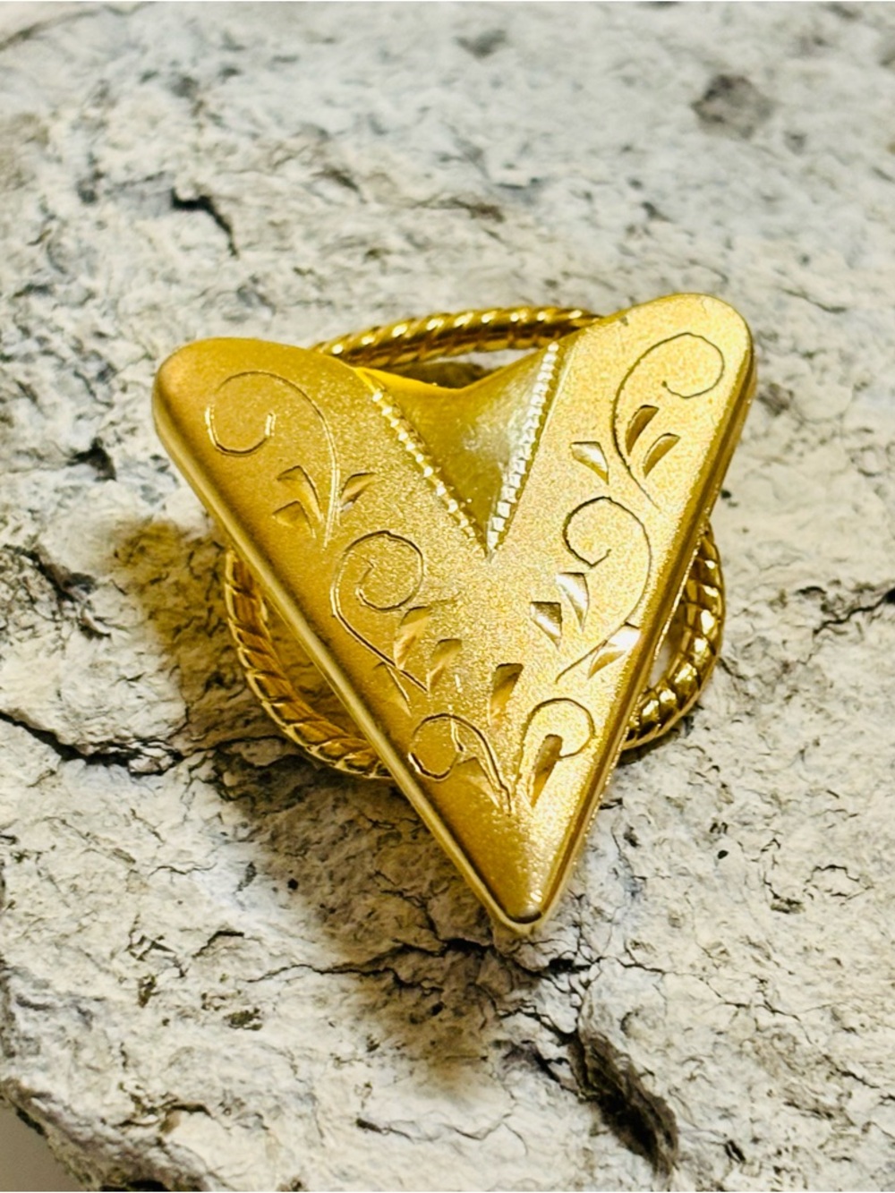 Vintage Gold Tone Cowgirl Cowboy Scarf Slide V-shape tip